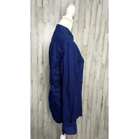 Ben Sherman Men's Tailored Slim Fit Striped Button-Up Shirt Blue‎ Size 15 - Picture 2 of 5